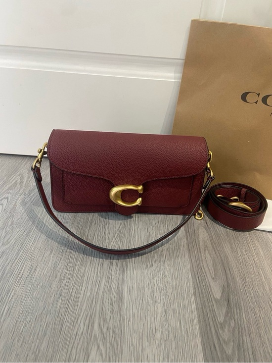 Coach Handbags - Coach Wine Red Pebbled Leather Crossbody with Gold 'C' Accent